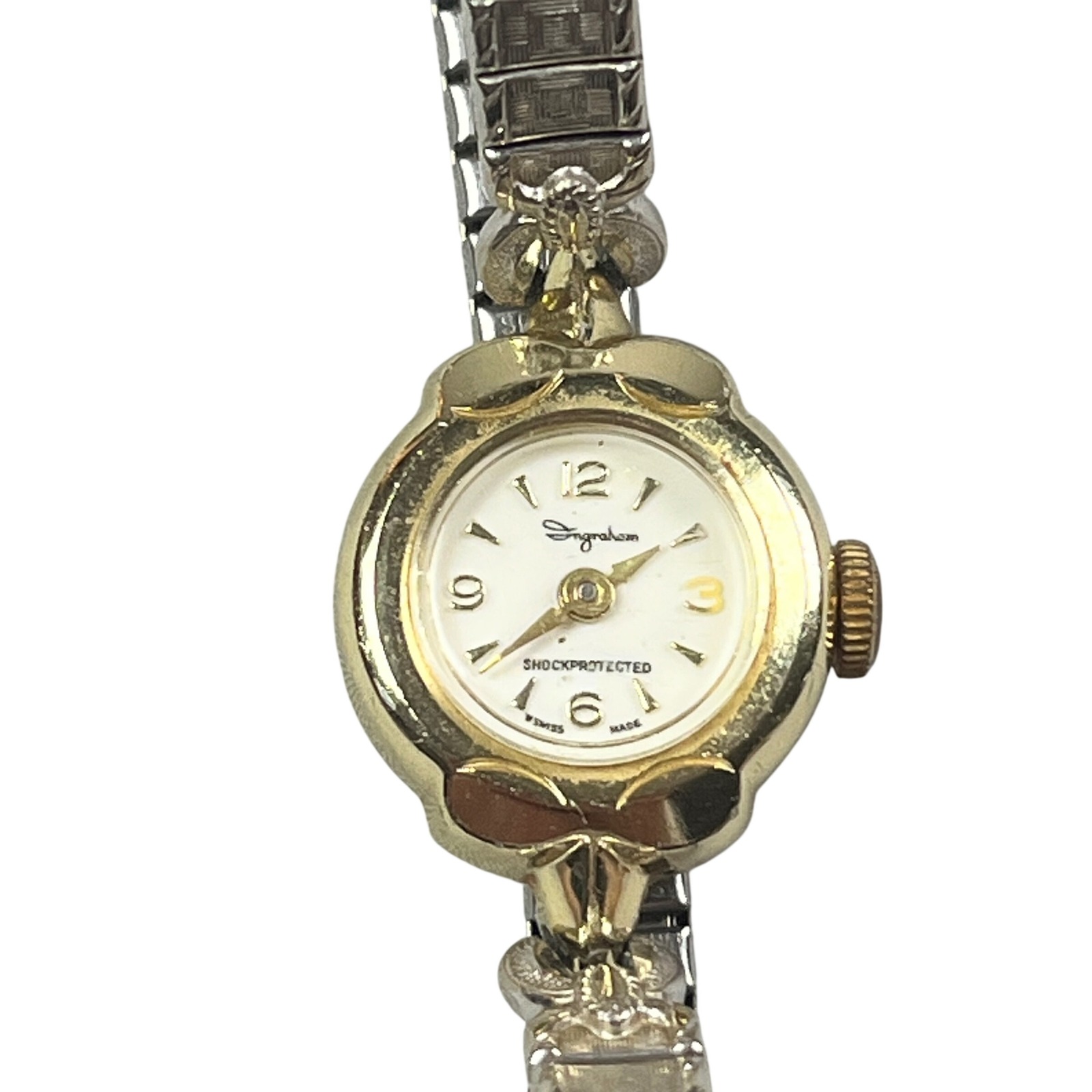 Vintage Ingraham Swiss Made Cocktail Watch Gold Tone Speidel Expansion Band
